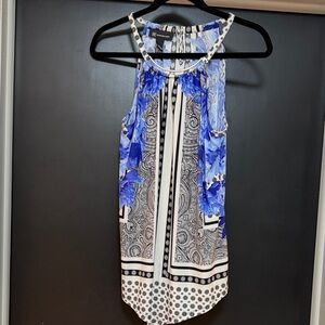INC International Concepts Blue and White Halter Blouse